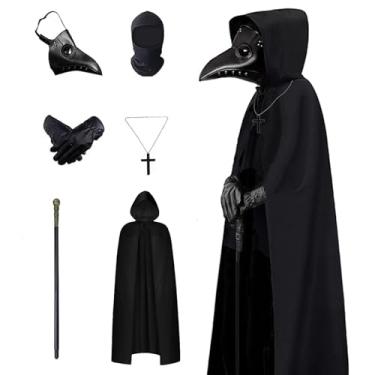 Imagem de WKLOUYHE Fantasia de Doutor da Peste de Halloween Steampunk Cosplay Fantasia de Médico da Peste para homens, mulheres, meninos e meninas