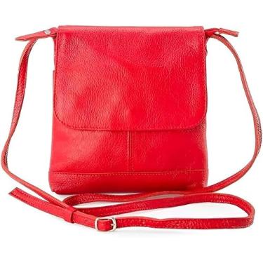 Imagem de Bolsa de Couro Legítimo Transversal Tiracolo Modelo Jô Tiracolo Feminina com Alças Ajustáveis (Vermelho)