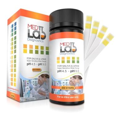 Imagem de Med Lab Diagnostics Med Lab pH Test Strips - 200 Litmus Paper pH Test Strips for Urine and Saliva Level Testing - pH Balance Alkalinity and Acidity Test Kit 4.5-9 Range