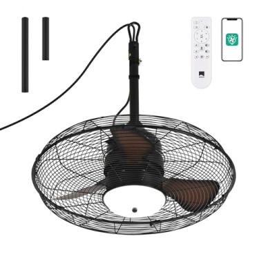 Imagem de Orison Ventilador de teto externo de 53 cm com luz, ventilador de gazebo à prova d'água, ventilador suspenso com classificação úmida para pátio com controle remoto e aplicativo