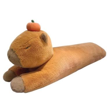 Imagem de Almofada de pelúcia Hofun4U Capivara com bicho de pelúcia de caqui