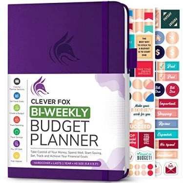 Imagem de Clever Fox Agenda Bi Weekly Budget – Livro organizador financeiro sem data – Rastreador de despesas, caderno de orçamento e faturas, A5 (roxo)