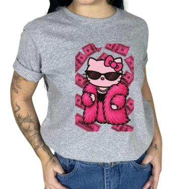 Imagem de Camiseta Feminino Cifrao Hello Kitt Camisa Manga Curta Gola Ribana - M
