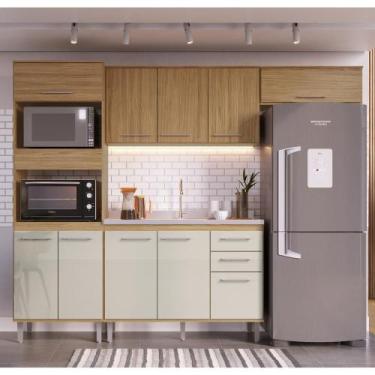 Imagem de Cozinha Completa com Armário e Balcão 4 peças Gaia Naturalle Cristalo 