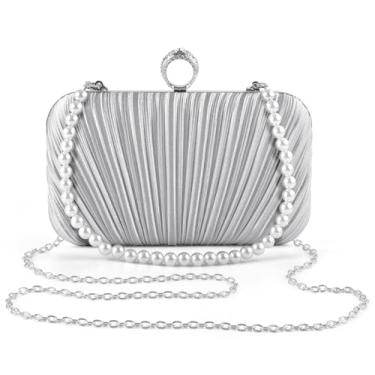 Imagem de PACETAP Bolsa feminina para noite, bolsa de mão, alça de corrente, bolsa de ombro para festa de casamento, formatura, jantar, Prata