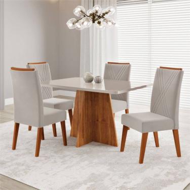 Imagem de Mesa de Jantar 4 Lugares Stilo Marrom/Blonde/Veludo Pastel - Viero Móveis