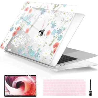 Imagem de Batianda Capa para MacBook Air M1 de 13 polegadas, modelo A2337, A2179, A1932, versão 2021, 2020, 2019, design adorável da série criativa, capa dura com capa de teclado e protetor de tela, linda flor