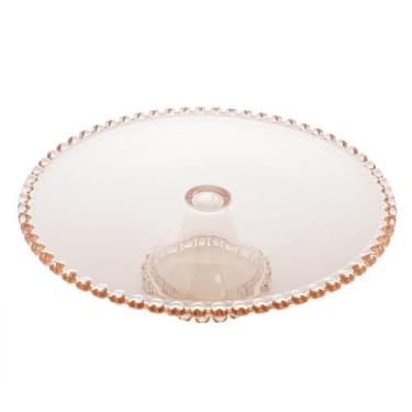 Imagem de Prato para Bolo Cristal de Chumbo com Pé Coração Ambar 31,5x10cm - LYO