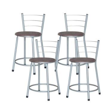 Imagem de Jogo 4 Banqueta Baixa Ratan Cinza Retro - Lamar Design, Cinza claro