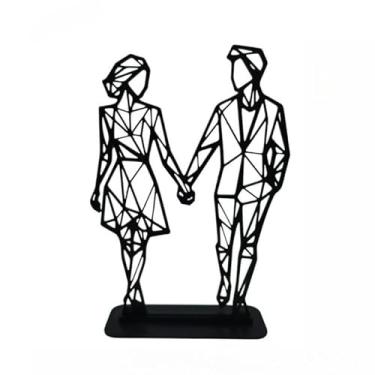 Imagem de Enfeite Casal Geométrico Decorativo Escultura Moderna para Sala ou Quarto | Presente Romântico