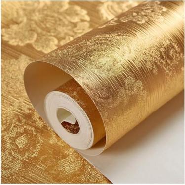 Imagem de Papel De Parede Brilhante Rolo De Papel De Parede De Folha De Ouro Pvc Para Teto De Hotel Tv Fundo Hotéis Fundo Corredor Ktv, Gold