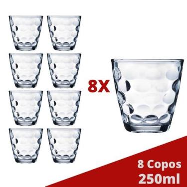 Imagem de Jogo com 8 Copos de Vidro Transparente Bangkok 250ML Água - WELLMIX, B