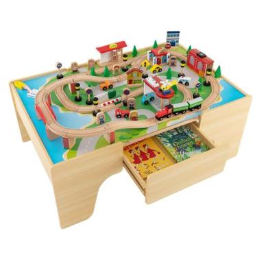 Imagem de Brinquedo de atividades infantis de madeira Train Table INFANS com 84 