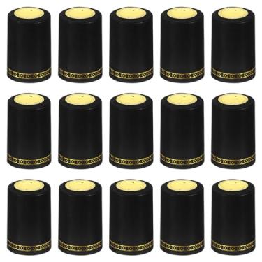 Imagem de PATIKIL Tampa termorretrátil de PVC para garrafa de vinho, 100 peças, 33 x 45 mm, tampas de manga retrátil, estampa floral para adegas de vinho, uso doméstico e cozinha, preta