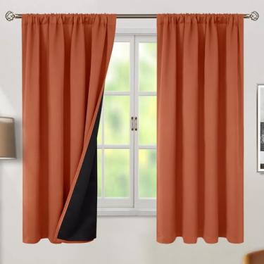 Imagem de BGment Cortinas de terracota 100% blackout para quarto, cortinas de outono para sala de estar com redução de ruído e escurecimento de 150 cm de comprimento, isolamento térmico para varão, cortinas de