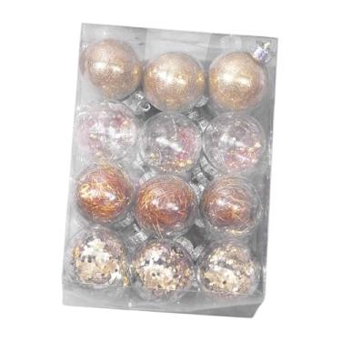 Imagem de IEUDNS 12 peças enfeites de Natal pendurados, bolas decorativas penduradas, inquebráveis, 6 cm, enfeites de bola de Natal para porta de, guirlanda, Ouro