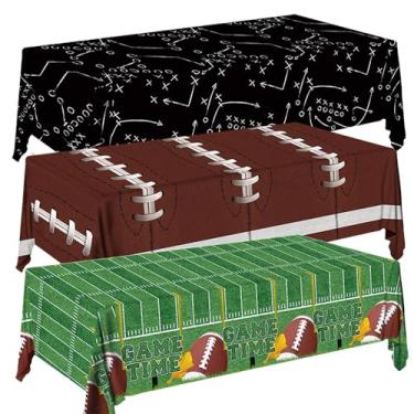 Imagem de Pacote com 3 toalhas de mesa para decoração de festa de futebol, toalha de mesa de plástico descartável para festas de aniversário, dia de jogo