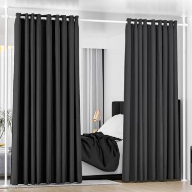 Imagem de Divisor de quarto, divisor de parede sem perfuração para separação de ambiente, ajustável de 122 a 304 cm (A) 76 a 177 cm (L), divisor de haste de tensão resistente do chão ao teto, para privacidade