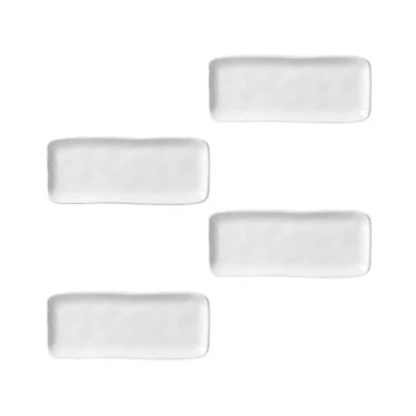 Imagem de Conjunto de Travessas Retangulares Pequenas Porto Brasil Orgânico New White 22x9,5cm - 4 Peças