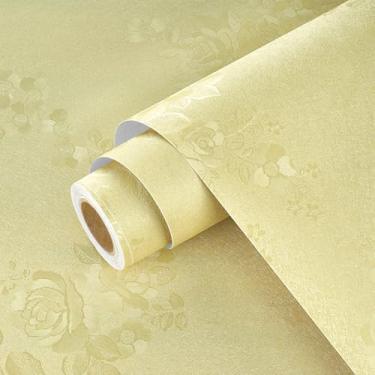 Imagem de Wallercity Papel de parede floral decorativo bege - removível e respirável para aluguel, dormitórios, papel de contato rosa bege grosso