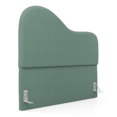 Imagem de Cabeceira Orgânica Cama Box King Size Sea 195cm com Frame Bouclé Verde Menta - Desk Design