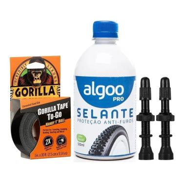 Imagem de 2X Kit Selante Tubeless Algoo 500Ml + Fita Gorilla + Válvula