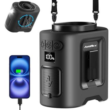 Imagem de AddAcc Ventilador de cintura portátil - bateria recarregável de 14500 mAh, ventilador de cinto de resfriamento de 67 horas, 5 velocidades potentes e rotação de 360°, clipe de mãos livres na cintura