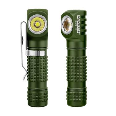 Imagem de Lanterna EDC de bolso Manker E02 III com cauda magnética e clipe reversível - branco frio 6500K 560 lúmens AAA/10440 USB-C recarregável preta (verde militar, 6500K)