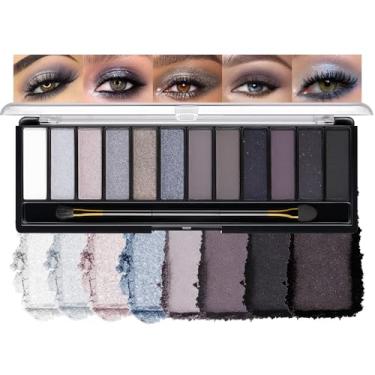 Imagem de FERLYHR Paleta de sombras de 12 cores com pincel de ponta dupla, sombras brilhantes foscas, altamente pigmentadas, maquiagem de longa duração para profissionais e iniciantes (3#, 1 unidade (pacote com