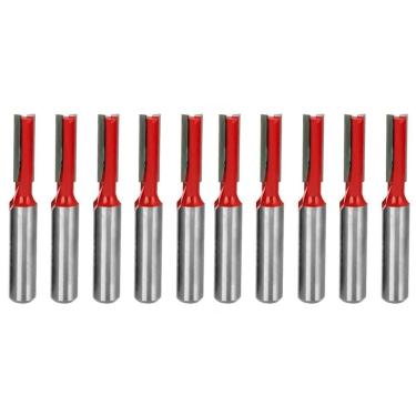 Imagem de Kit 10 Fresas Retas 6Mm Haste 6Mm Corte Duplo Madeira Tupia