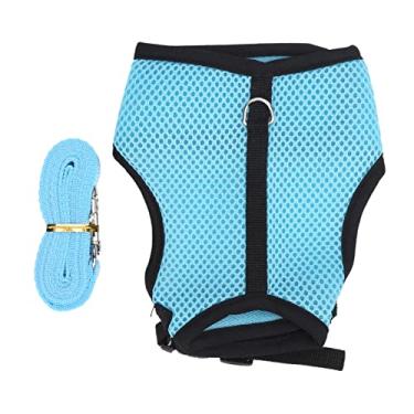 Imagem de Arnês de Colete de Malha Respirável Com Coleira Conjunta para Coelho, Furão, Cobaia Com Pano Algodão, Ideal para Mini Cães e Gatos (Azul claro)