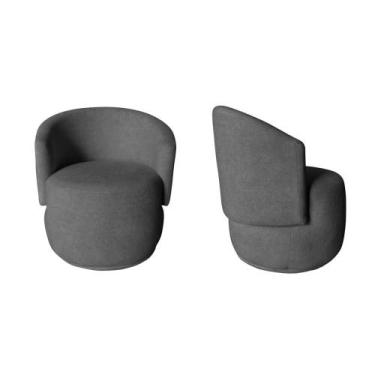 Imagem de Kit 2 Poltronas Decorativa Beatriz Orgânica Bouclé Cinza - Mansão Deco