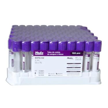 Imagem de Tubo Edta K2 Roxo 2ml Coleta Sangue Vácuo Plástico C/ 100 Un