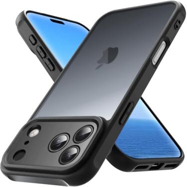 Imagem de Capa para iPhone 17 Pro Max, capa fina antiarranhões PC fosco translúcido e TPU flexível proteção à prova de choque 17ProMax Capa de telefone para Apple iPhone 17 Pro Max (preto)