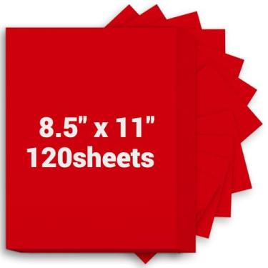 Imagem de Cartolina vermelha 8,5 x 11, papel grosso para impressora 34 kg/200 gsm, 120 folhas de cartolina vermelha, cartolina pesada, papel de arte para convites, cartões faça você mesmo, cartões de visita