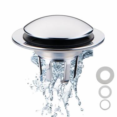 Imagem de WELSAN Tampa De Ralo Cromada Para Pia Banheiro, Filtro Universal Pop-Up Com Coletor Cabelo Furos 1 1/8" A 1/2", Antientupimento Banhado
