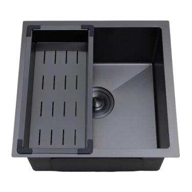 Imagem de Cuba Gourmet para Cozinha Aço Inox 304 Texturizado 44x44cm Preto Terena