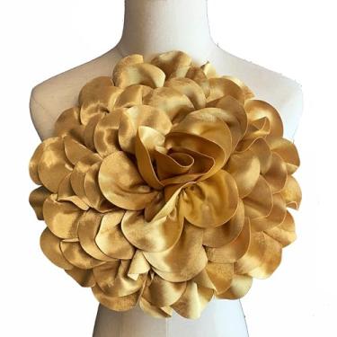 Imagem de Heyiwell Broche de flor de cetim grande de 30 cm / 11,8 polegadas, acessório floral de tecido grande para casamento, festa, dança, vestido, terno, cabelo, chapéu, fantasia, decoração DIY e artesanato