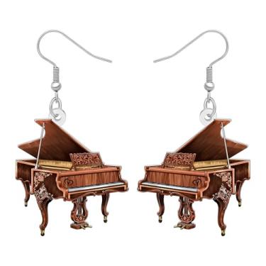 Imagem de DALANE Brincos de acrílico engraçados com pingente de piano de cauda, instrumento musical, joias legais, presentes de apreciação para professores de música, presentes para mulheres, amuletos de música