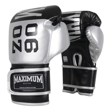 Imagem de Luva De Boxe E Muay Thai Maximum Oz  Cor Preto/Prata