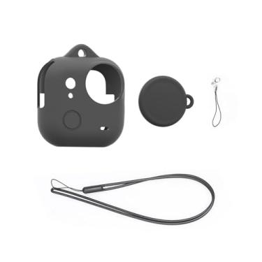 Imagem de PULUZ Capa protetora de silicone para Insta360 GO Ultra, com tampa de lente e cordão de pulso à prova de choque, antiarranhões, antiderrapante, capa para câmera compatível com Insta360 GO Ultra (preto