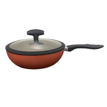 Imagem de Wok Com Tampa Antiaderente 24cm Terracota Garlic Brinox