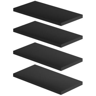 Imagem de Kit 4 Prateleiras de Parede Suporte Invisível Nicho Multiuso 30x15cm em Mdf Reforçado 15mm Preto