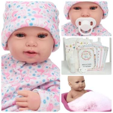 Imagem de Boneca Reborn Larinha Recém Nascida Silicone Pode Dar Banho - Cegonha 