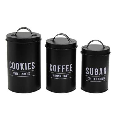 Imagem de Conjunto de Latas Porta Mantimentos Biscoitos Café e Açúcar - Hauskraf