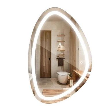 Imagem de Espelho Organico Jateado Com Led Frontal Botão Touch Screen Lapidado D