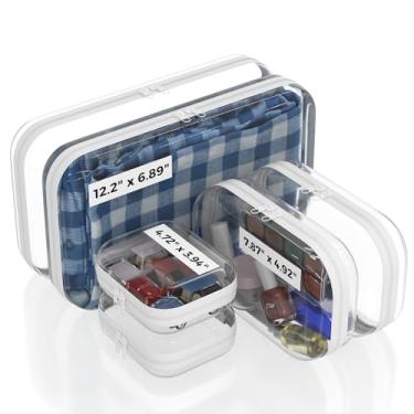 Imagem de Estojo rígido extra durável com zíper, pacote com 6, 2 grandes, 2 médios, 2 pequenos, estojo de maquiagem transparente para viagem, bolsa de cosméticos e higiene pessoal de plástico rígido