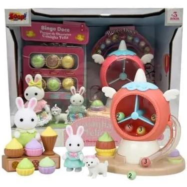 Imagem de Casinha Feliz Bingo Doce, Parque de Diversões em Miniatura com Coelhinhos e Docinhos, 28x25x12cm, para Crianças Acima de 3 Anos