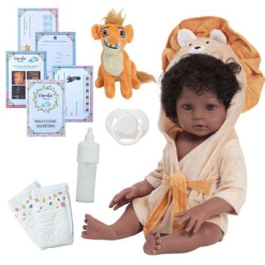 Imagem de Bebê Reborn 100% Silicone Negro Saída de Banho Leãozinho - Cegonha Reb