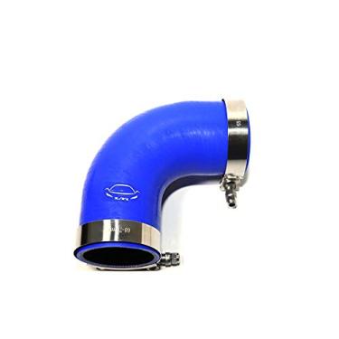 Imagem de LTI Universal 63 mm 4 camadas reforçado alto desempenho 6,35 cm ID 90 graus acoplador de mangueira de silicone com parafuso T braçadeira T304 aço inoxidável (6,35 cm) AZUL